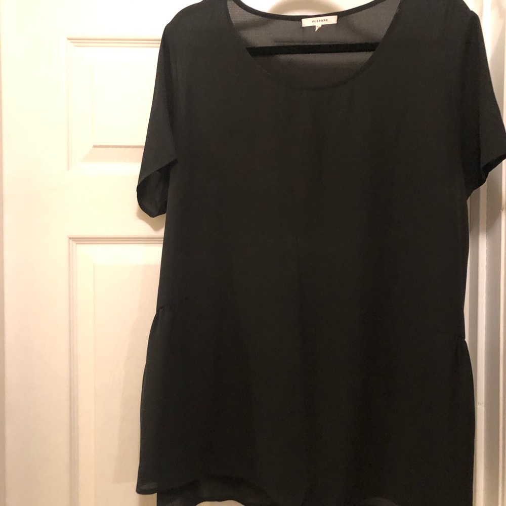 Pleione partial peplum chiffon blouse